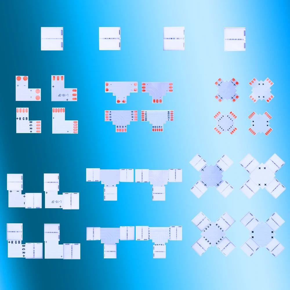 

5~10PCS Led Connector 2PIN 3PIN 4PIN 5PIN L T X Shape Free Soldering Corner Connector For 10mm PCB WS2812 3528 5050 RGB Strip