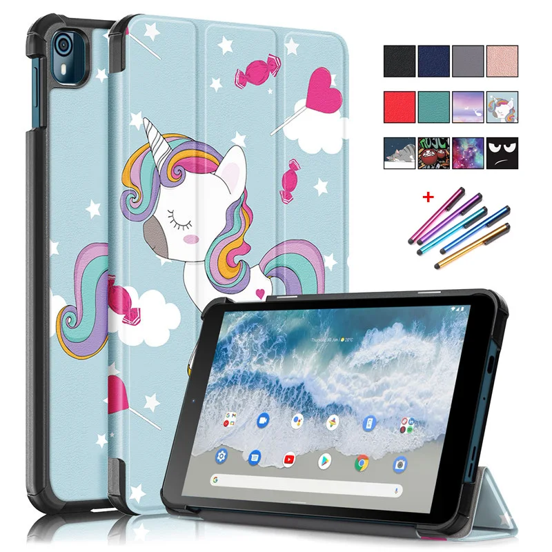 

Leather Cover For Nokia T10 Case 2022 Cute Painted Unicorn Case For Nokia T10 T 10 8.0 inch 2022 Tablet Kids Cover Stand Shell