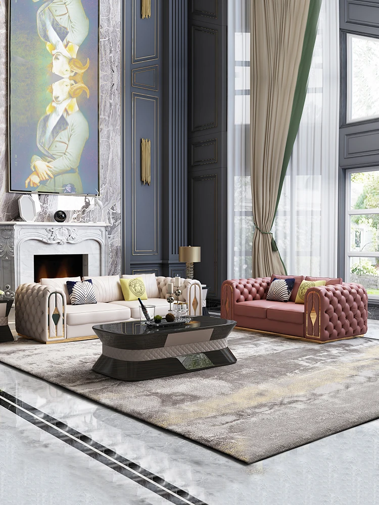 Кожаный диван итальянсветильник шная вилла большая семейная гостиная выдвижная