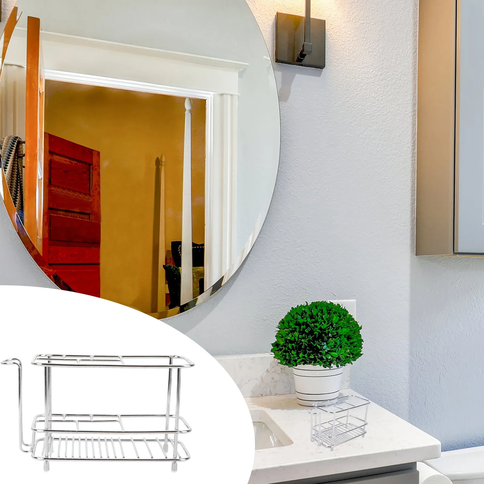 

Holder Toothpaste Organizer Bathroom Storage Stand Rack Electric Shelf Countertop Brushing Holders Bathrooms Tool Metal Box Sink