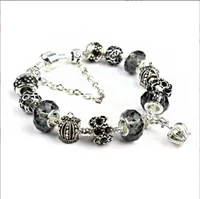 grier vintage silver color charms bracelets for women diy crystal beads bracelets women pulseira crown jewelry