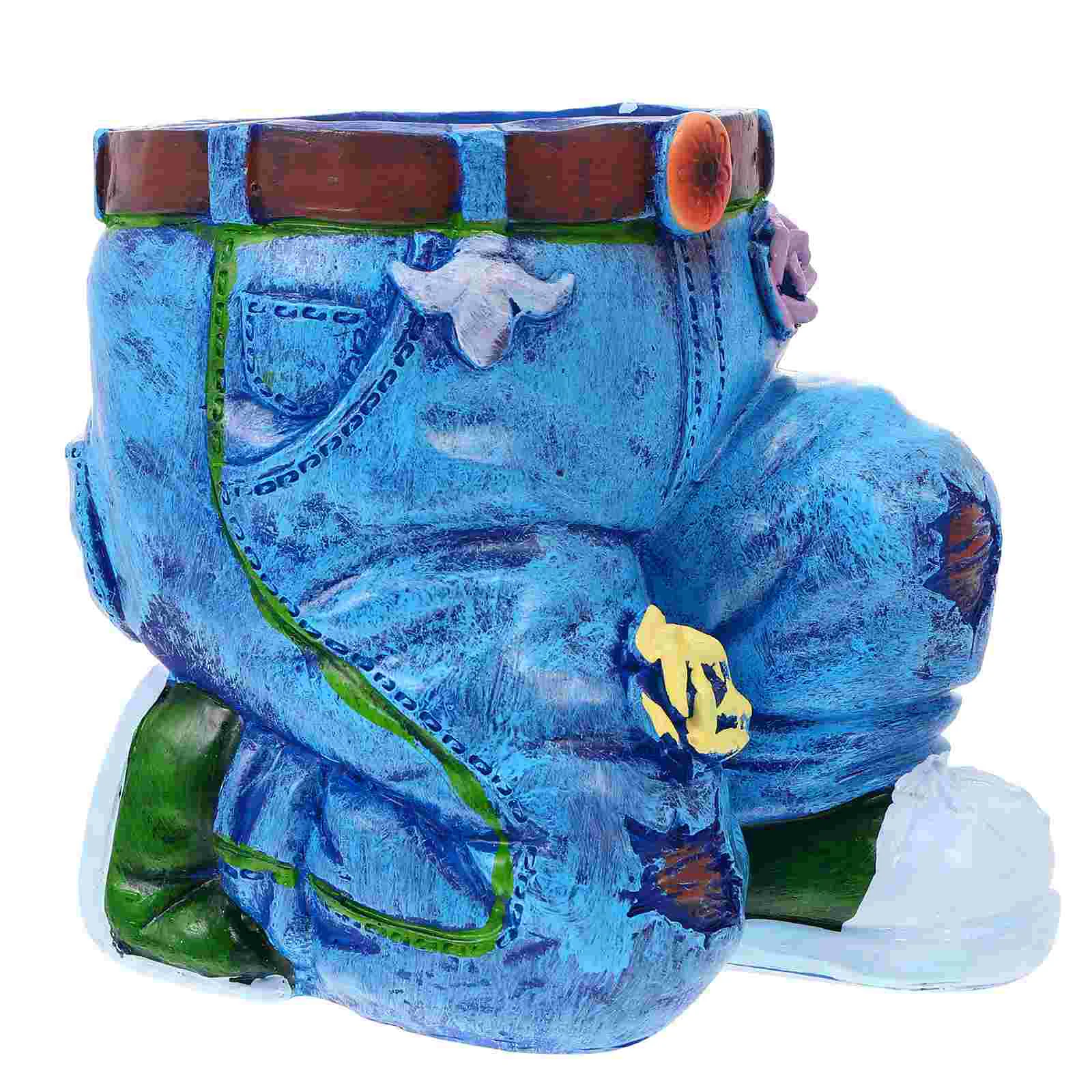 

1Pc Artistic Home Flowerpot Decorative Plants Pot Household Resin Craft Blue