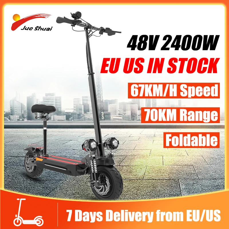 

Powerful Electric Kick Scooter with Seat 48V 2400W Scooter Electric Adults 70KM Long Distance E Skateboard Skate EU US Stock