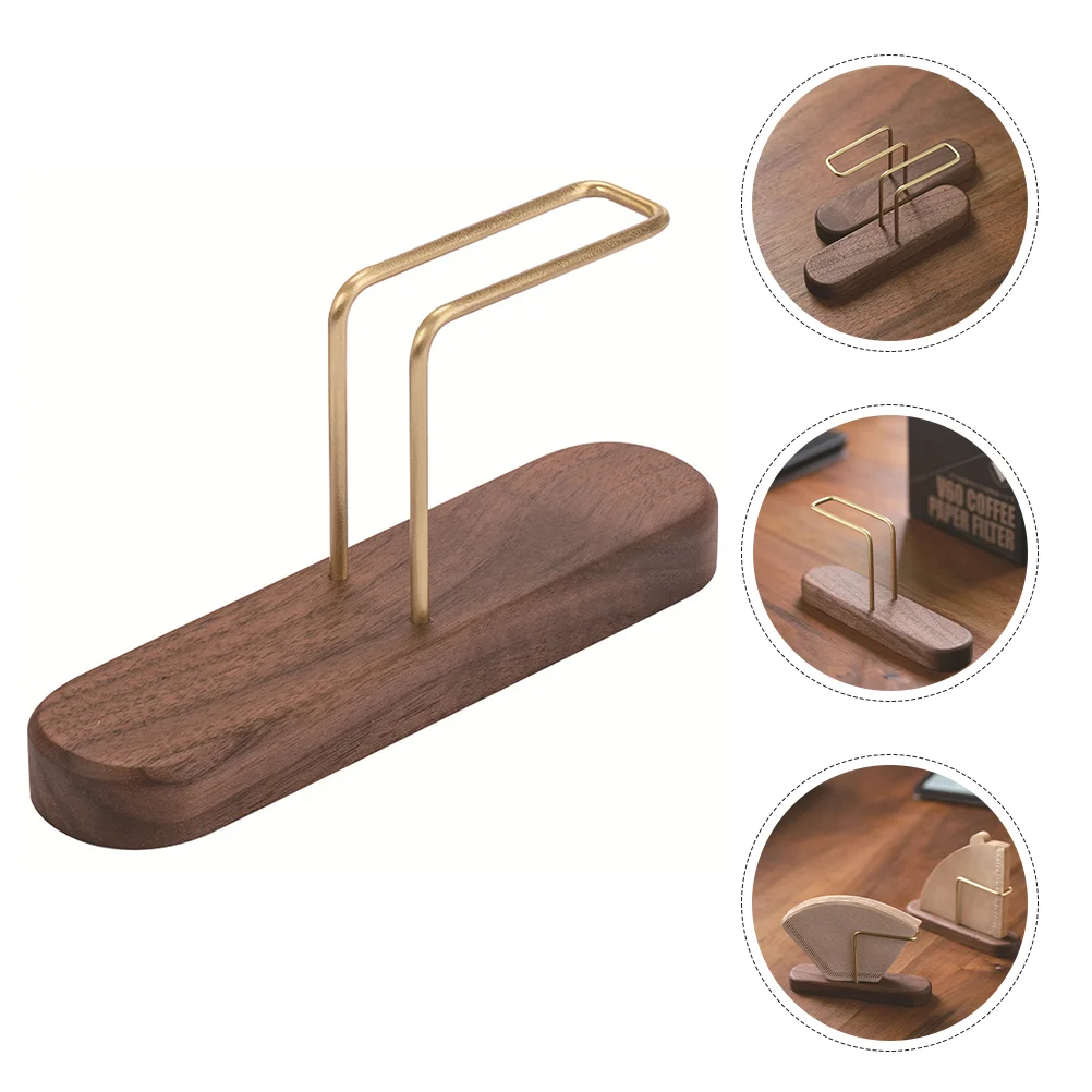 

Wooden Frame Coffee Filter Holder Bar Simple Style Rack Countertop Stand Filtering Paper Storage