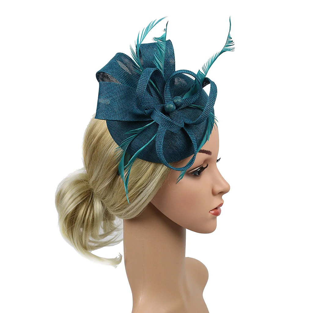 

Faux Linen Headwear Jockey Ball Feather Hairpin Hair Accessories Bridal Veil Guest Wedding Headdress