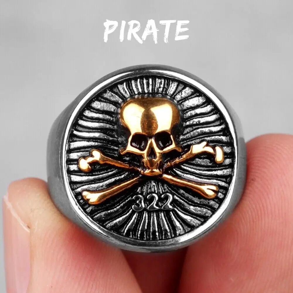 

Mens Secret Society 322 Skull And Bones Ring Stainless Steel Size 7-13