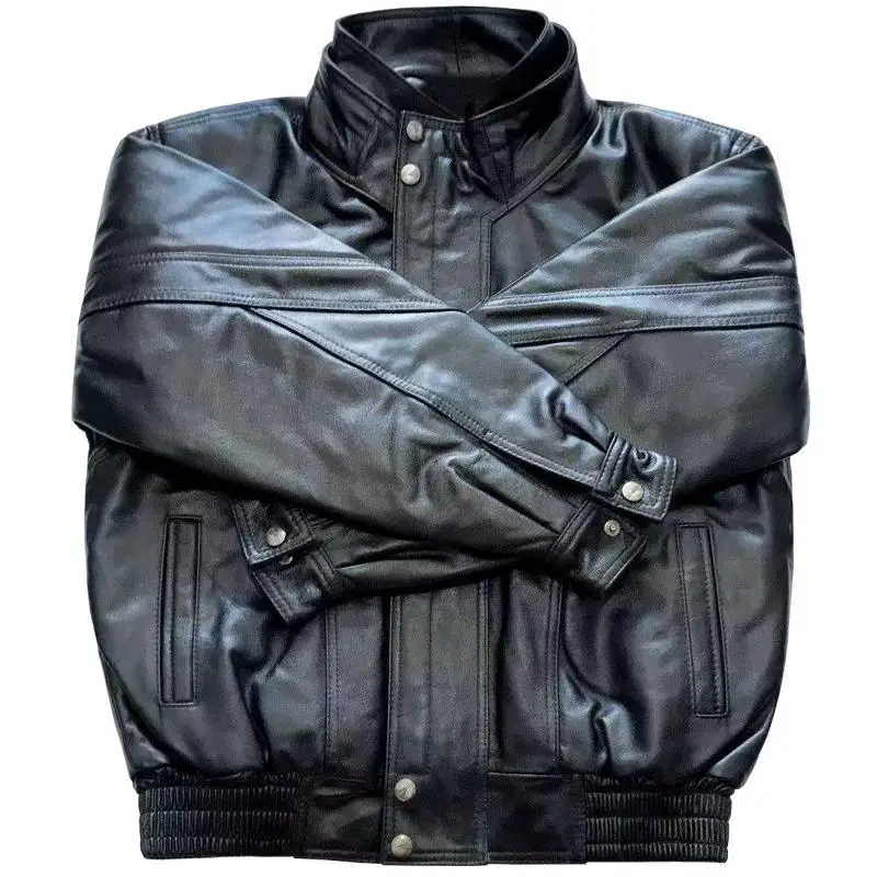 

Men Fashion Leather Jacket Loose Stand Collar Male Motorcycle Lapel Zipper s Warm Windbreakers Clothing G67