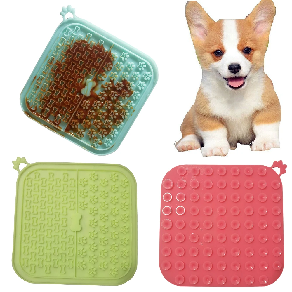 

Pet Feeding Mat with Scraper Slower Feeder Pad For Cat Dog Licky Licking Mat Puppy Bathing Distraction Pads Silicone Dispenser