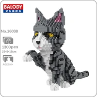 persian cat grey kitten animal sit pet model diy mini diamond blocks bricks building toy for children gift no box