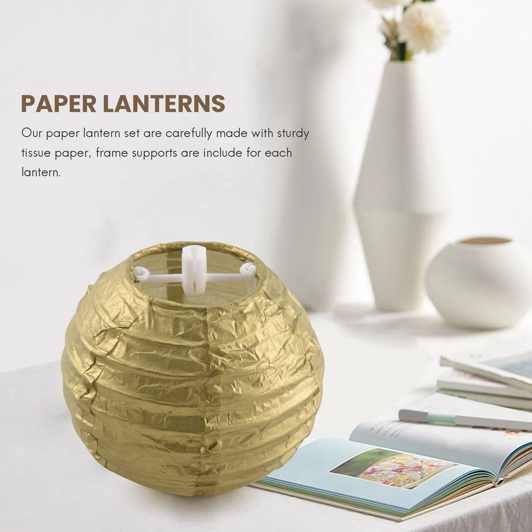 

Decorative Party Paper Lanterns 20 Pcs Gold White Black Round Japanese/Chinese Lantern Lanterne Papier for Wedding Outdoor Decor