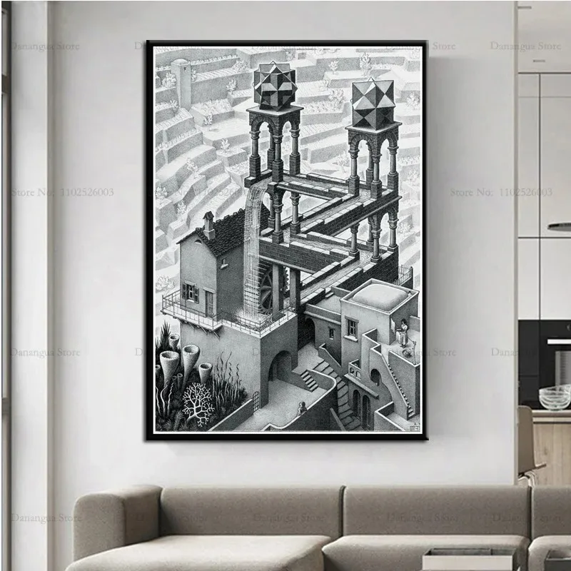 Эшера Геометрическое Искусство Винтаж Плакат Печать На Холсте Кухня Гостиная