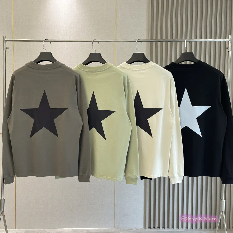 

2022 new men's autumn Sweatshirt Jerry Lorenzo fashion brand five pointed star print hip hop loose long sleeve