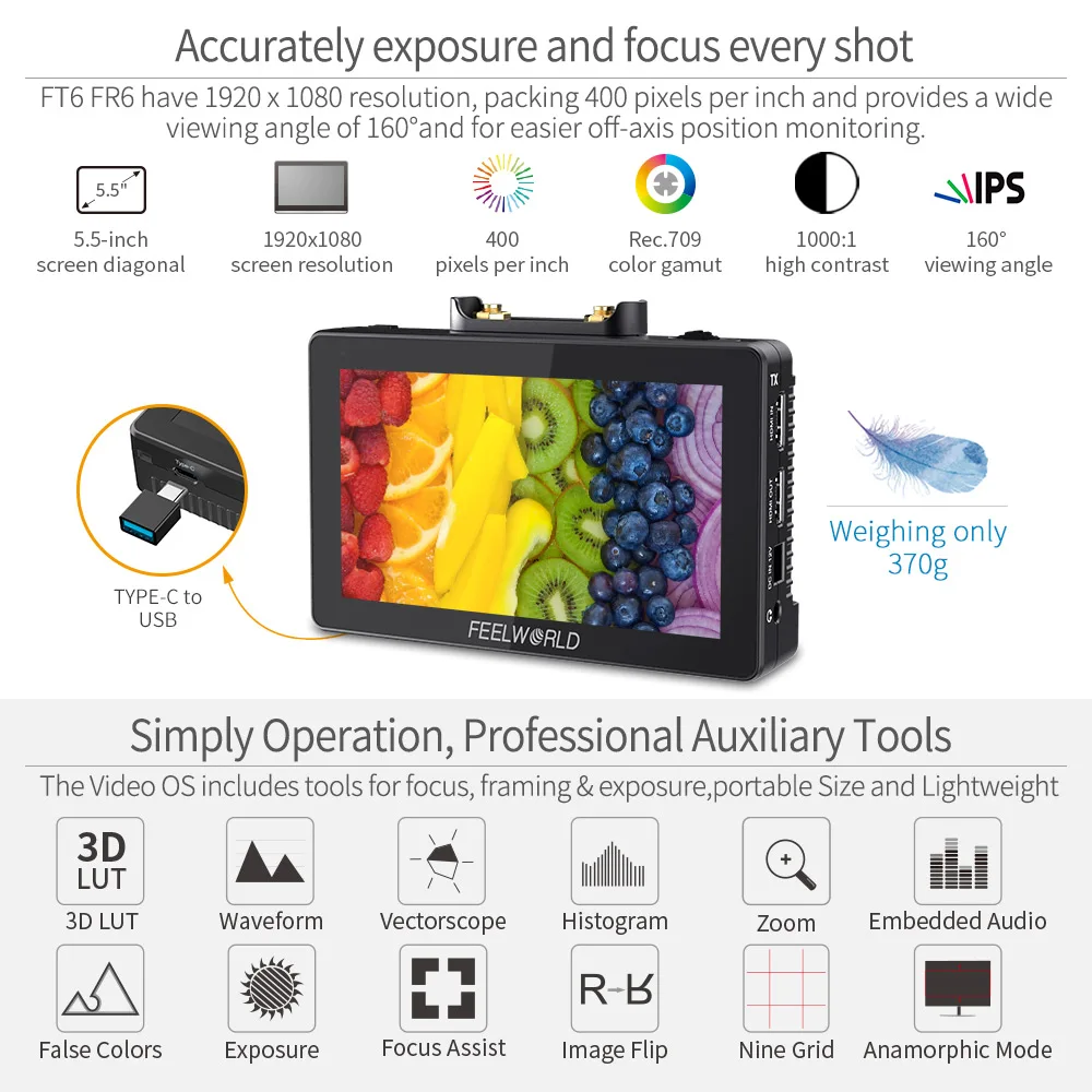Беспроводной видеопередатчик FEELWORLD FR6 FT6 5 дюйма монитор приемника 0 07 с низкая