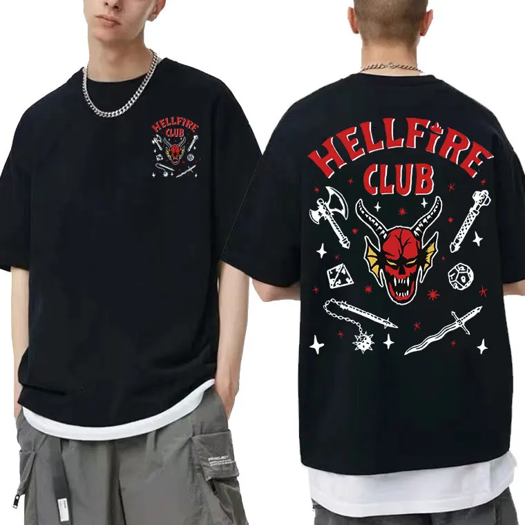 

Stranger Things 4 Hellfire Club T Shirt Eddie Munson Print T-shirt Men Women Fashion Hip Hop Tshirt Rock Punk Short Sleeve Tees