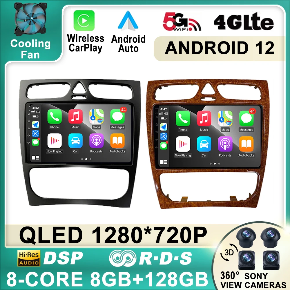 Автомобильный радиоприемник Android 12 для Mercedes Benz C Class W203 C200 C320 C350 CLK W209 2002 - 2005