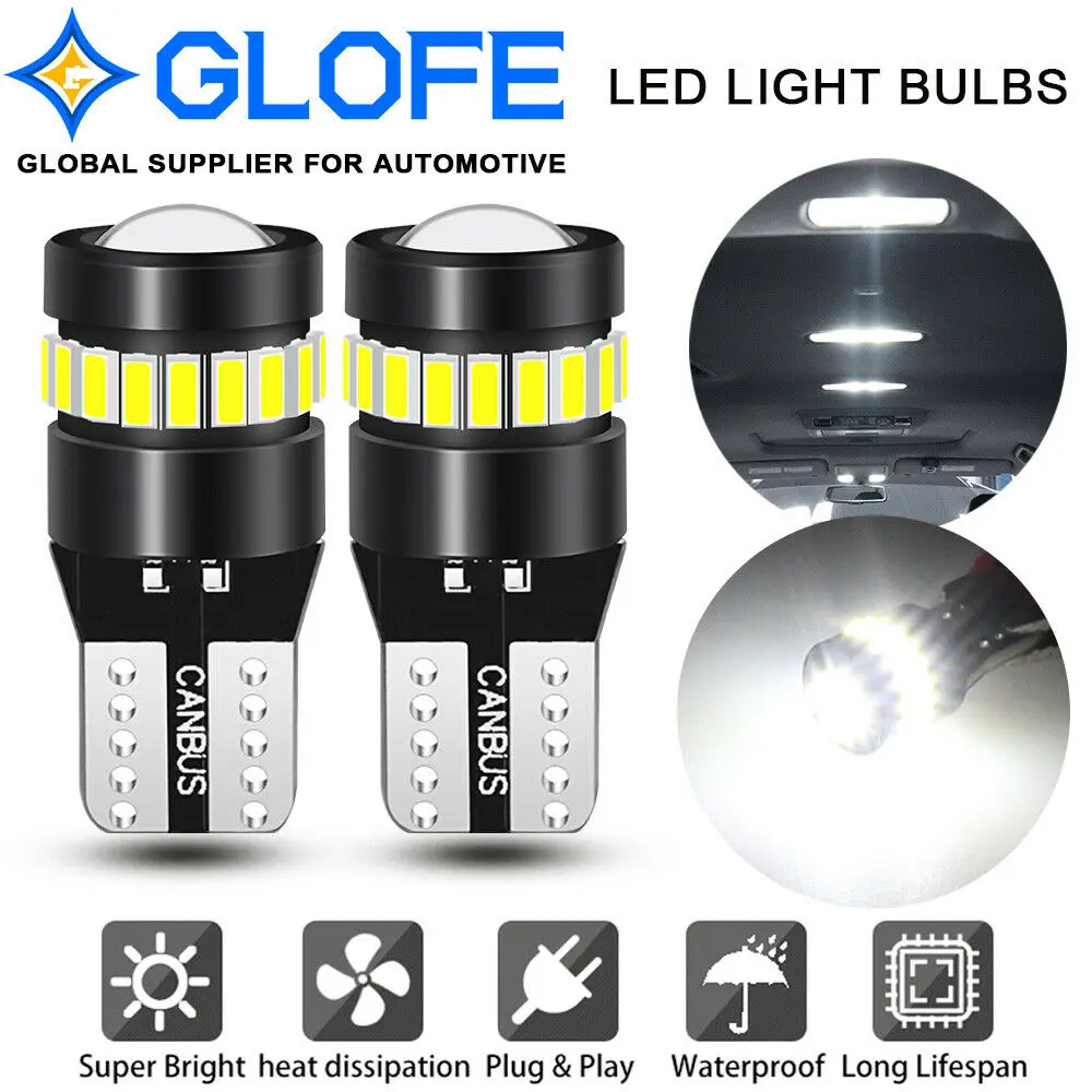 

2Pcs 15Smd-4014 Led License Plate Light Bulbs Canbus Xenon White 168 192 194 T10