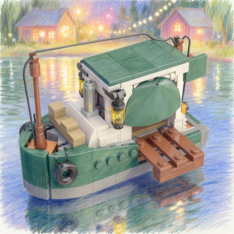 Фото Набор строительных блоков MOC Animal Crossing: Модель драгоценного тралера, 217 деталей. Архитектурный конструктор DIY. Креативный рождественский подарок. Развивающая игрушка. №1