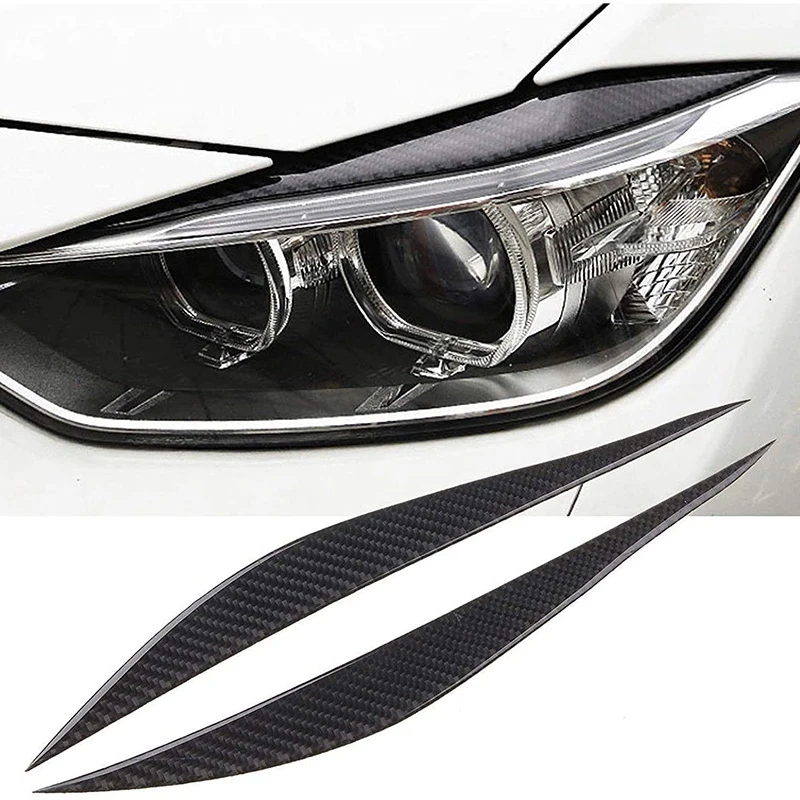 Carbon Fiber Car Front Headlight Eyebrows Sticker Trim Decoration Accessories For BMW- 3 Series F30 320I 325I 316I