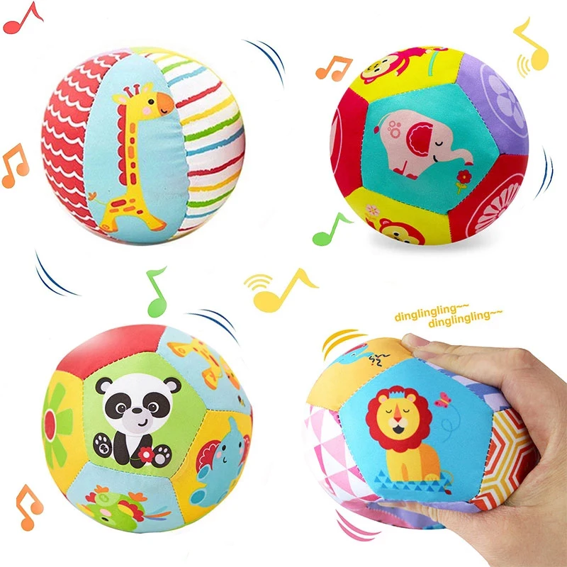 Детские игрушки для новорожденных 0-12 месяцев, мягкие тканевые погремушки-мячи, мягкие игрушки с животными, сенсорные развивающие игры для детей, развивающие игрушки