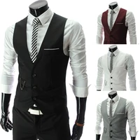 new suit mens slim v neck suit vest blazer british business fashion suit vest men vest gentleman slim waistcoat inside black