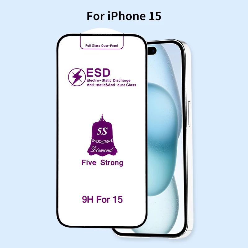 

5S Screen Protector For Iphone 15 Pro Max Plus Shatterproof Anti-Fingerprint Tempered Glass For Iphone 11 12 13 14 Pro Max Film