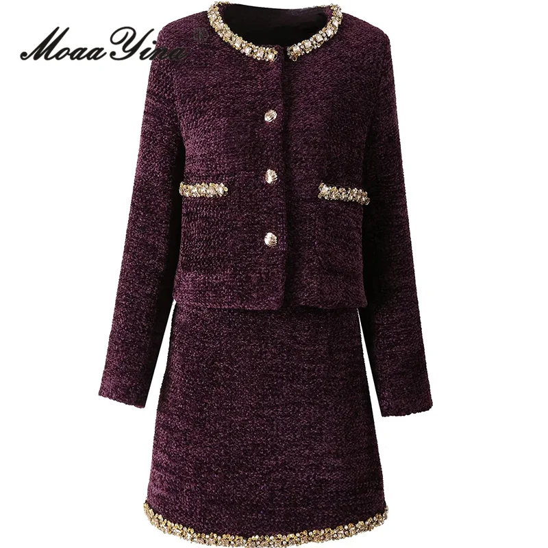 Женский костюм из двух предметов MoaaYina осенне-зимний однобортный топ с длинными