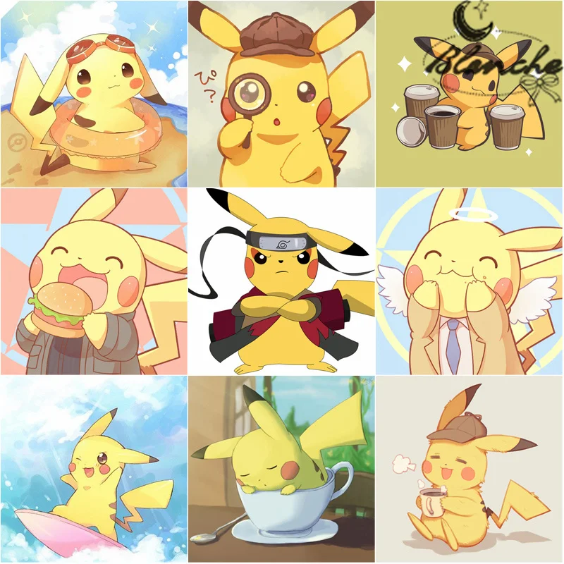 

Kawaii Pikachu Diamond Painting Fan Art Images Embroidery Cross Stitch Full Pictures Mosaic Rhinestones For Bedroom Home Decor