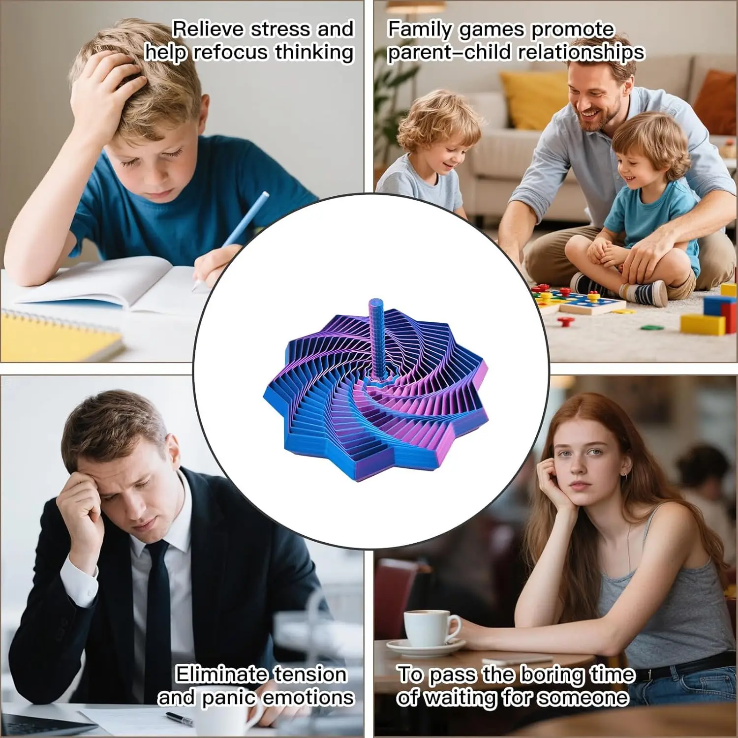 3D-печатная расширенная сенсорная звездочка-антистресс, с удобными ручками, вращающийся спиральный шестигранный спиннер для снятия стресса (красный и синий, 4,64 дюйма) (art.: 3920da6085ee5) - 3920da6085ee5