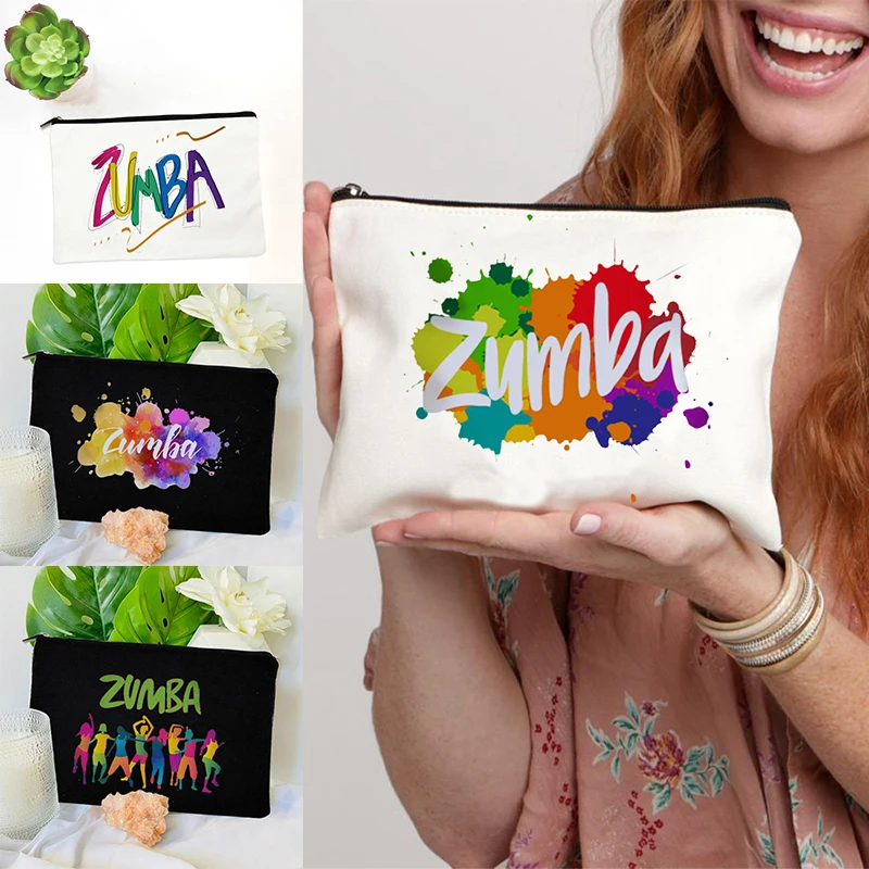 

Женская косметичка Zumba с принтом для фитнеса, органайзер для косметики, школьный карандаш, аксессуары для косметики, квадратная сумка, женские сумки