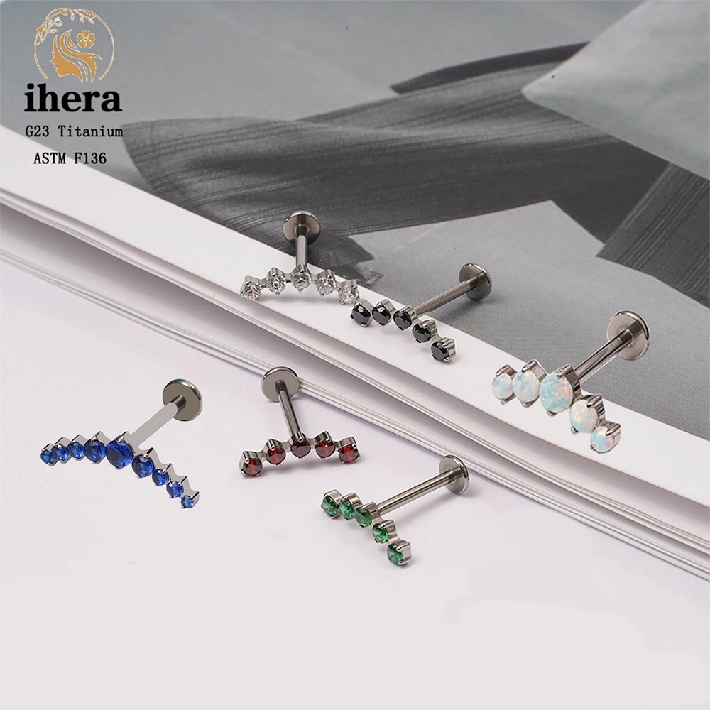 

G23 Titanium Ear Piercing Stud Earrings ASTM F136 16G Internal Thread Opal Tragus Cartilage Helix Jewelry Accessories Wholesale