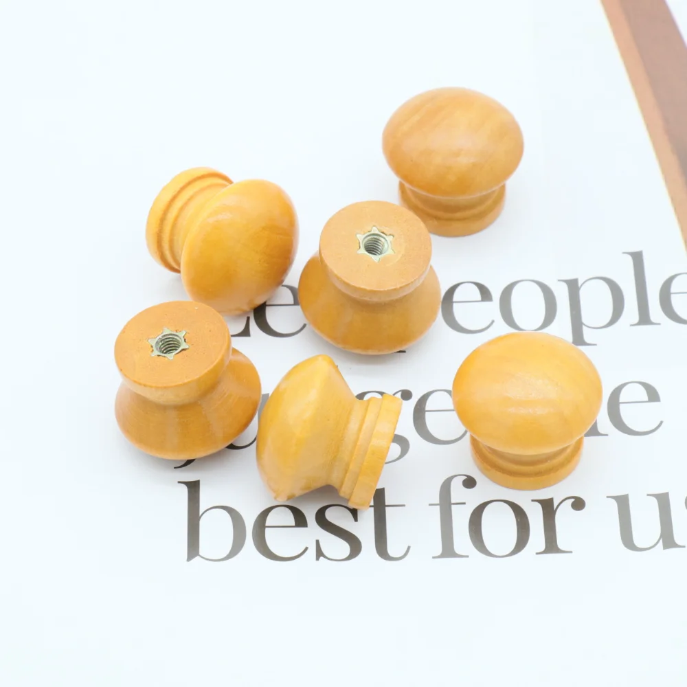 

3Sizes Wooden Handle with Screw Circular Natural Wooden Cabinet Drawer Wardrobe Knob Door Pull Kitchen Handle Furniture Hardware