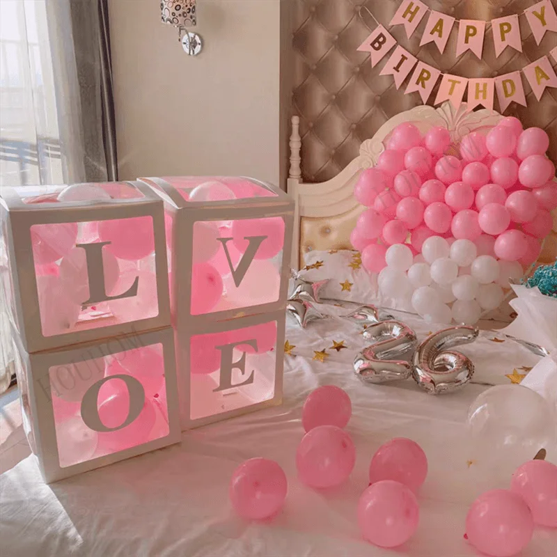

Alphabet Name BABY Box Wedding Birthday Party Balloon Box Kids 1st Birthday Party Decoration Latex Balloon Packing Baby Shower