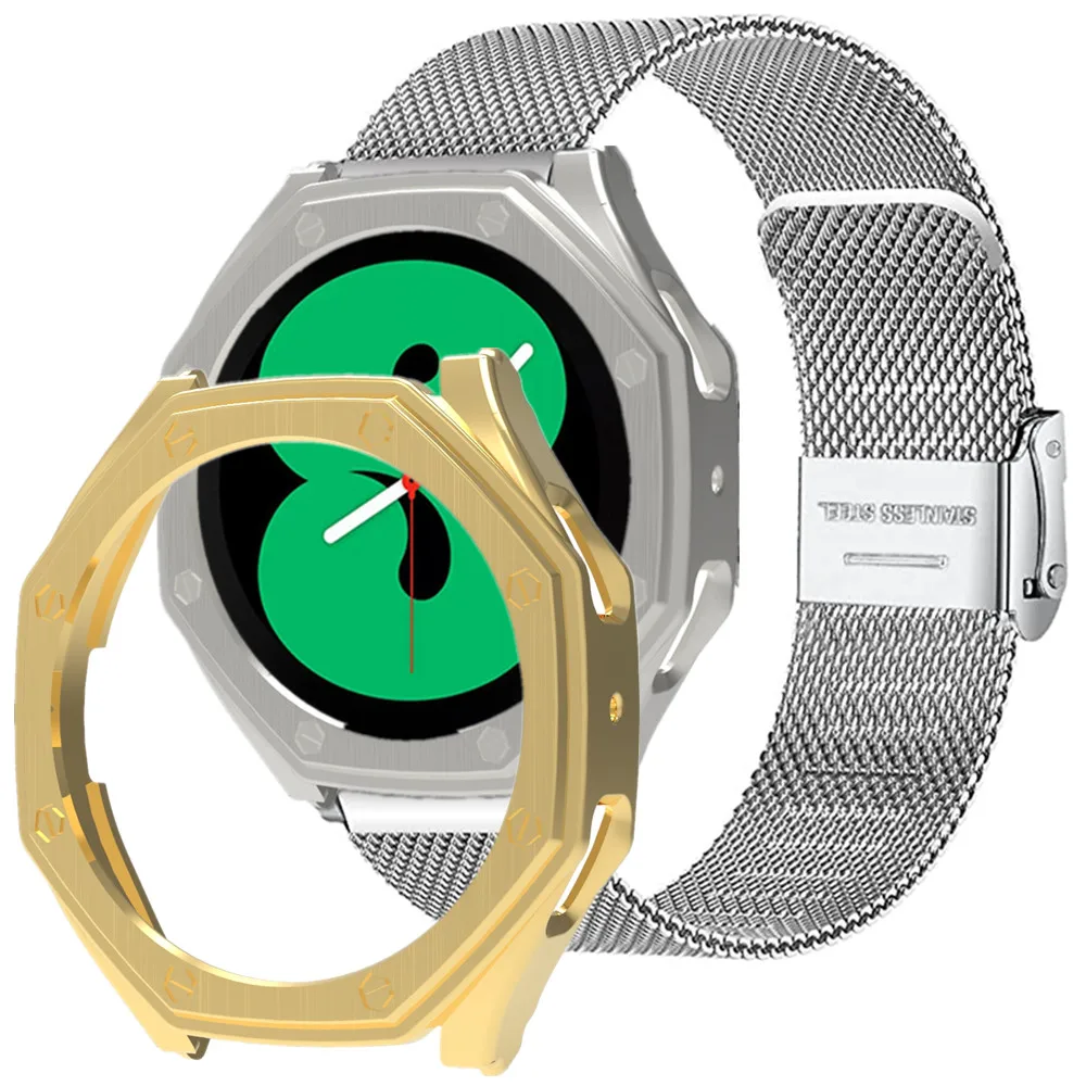 Modification AP Bezel Mod Case for Samsung Galaxy Watch 4 5 40mm 44mm Hard Plastic PC Eletroplated Brushed Frame Bumper Cover