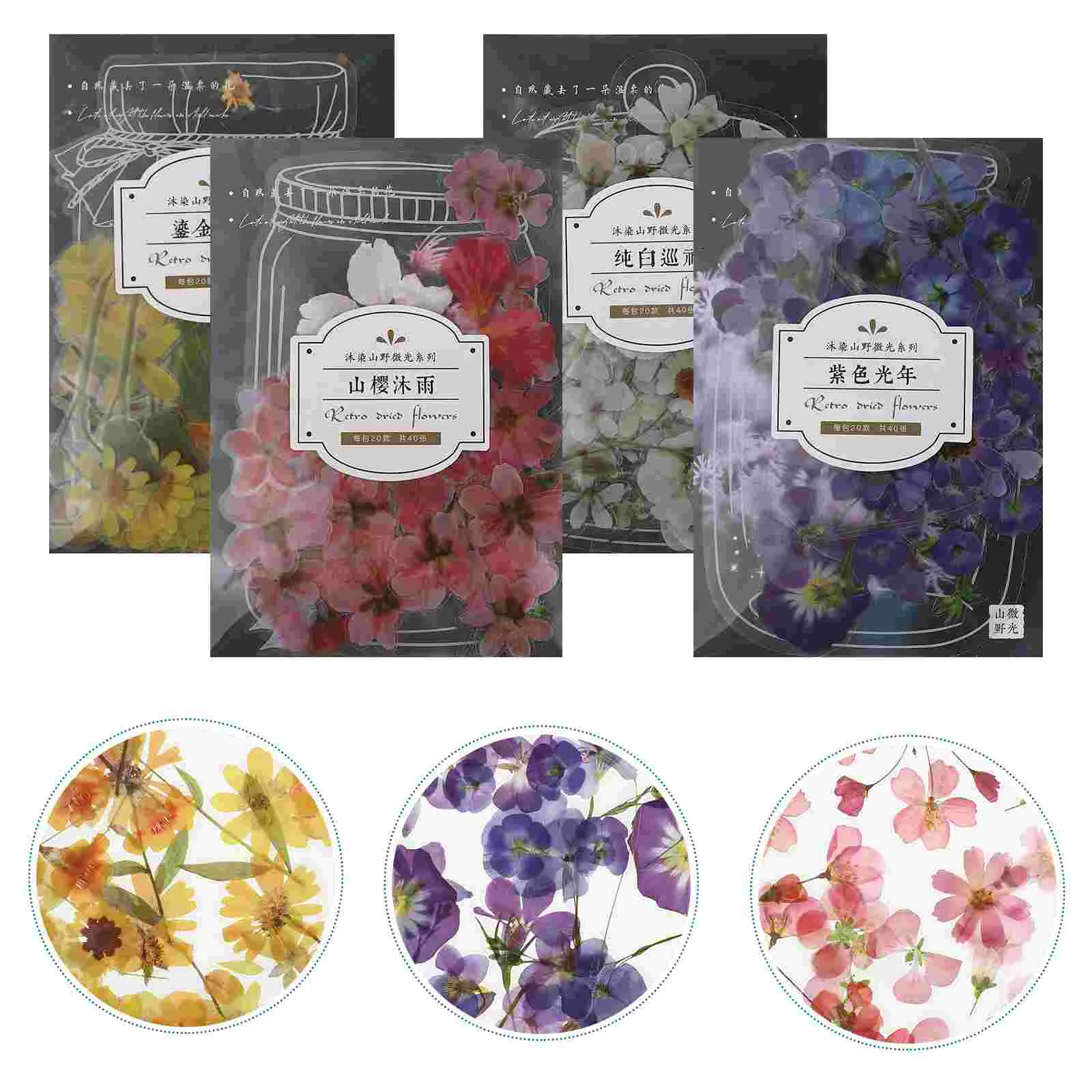 

4 Sets Fashionable Premium DIY Album Decal Flower Series Sticker Hand Account Sticker