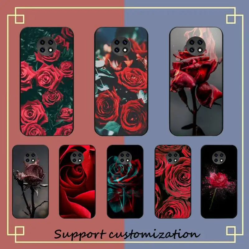 

Bright Red Rose Flowers Phone Case for Redmi 8 9 9A for Samsung J5 J6 Note9 for Huawei NOVA3E Mate20lite cover