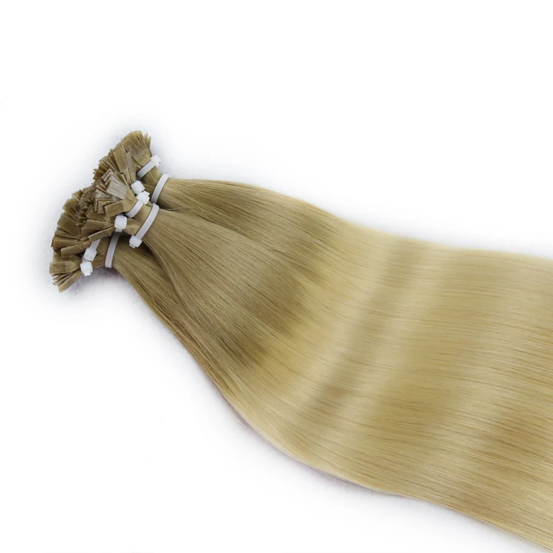 Прямые наращивание волос с плоскими кончиками Remy 100% человеческие шиньоны