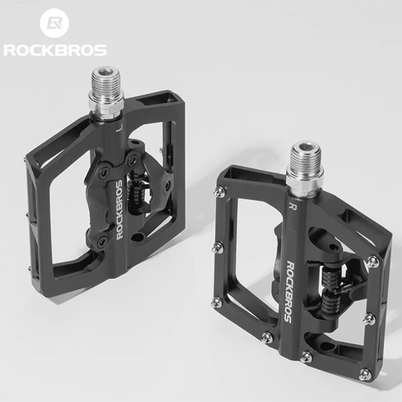 

ROCKBROS Cycling Pedal Bicycle SPD Pedal Waterproof Non-Slip MTB Bike Pedals Aluminum Alloy Bike Flat Platform Pedal Accessories