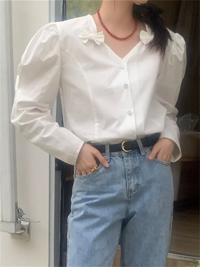 Рубашка Alien Kitty Женская с V-образным вырезом стильная Элегантная сорочка в