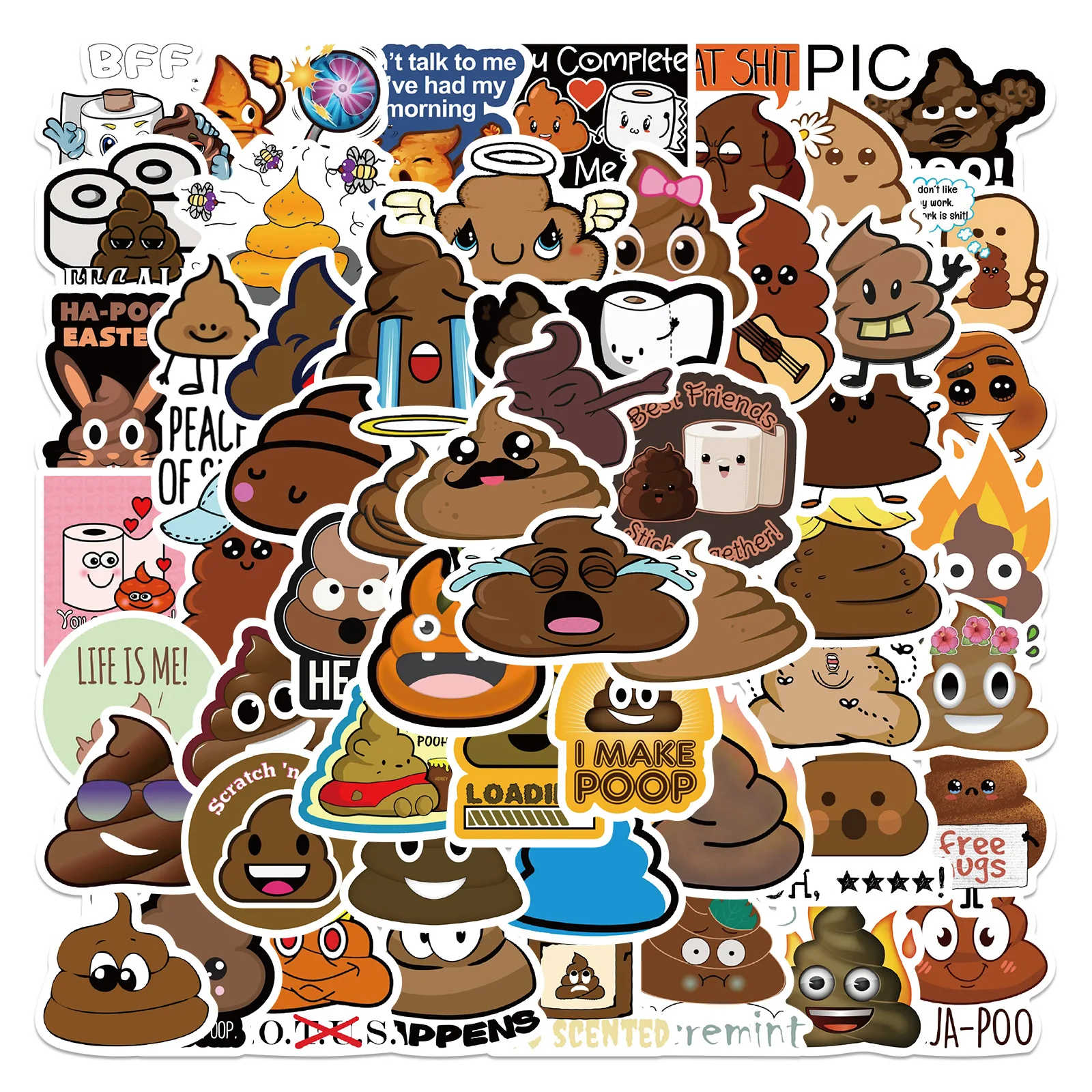 

10/60PCS Poo Spoof Luggage Stickers Creative Trend Graffiti Personality Waterproof Laptop Decorative Stickers Stickers
