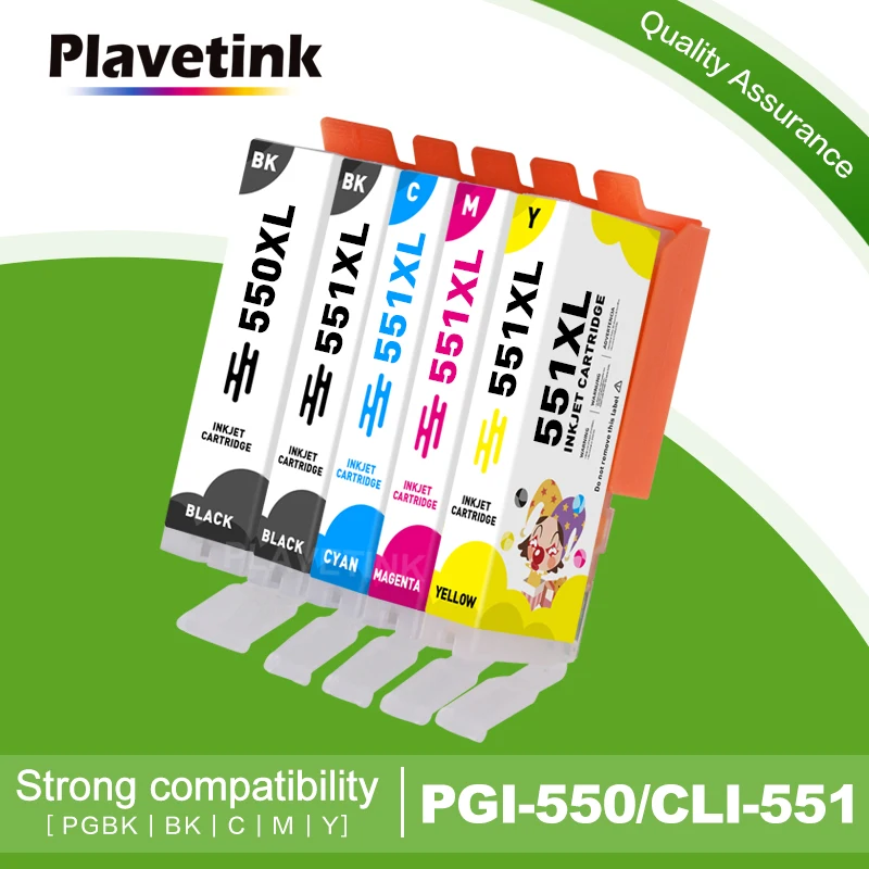 

Plavetink PGI550 CLI551 New Full Ink Cartridge Replace Canon Printer 550xl 551xl for PIXMA MG5450 MG5550 MG5650 MG6350 Printer
