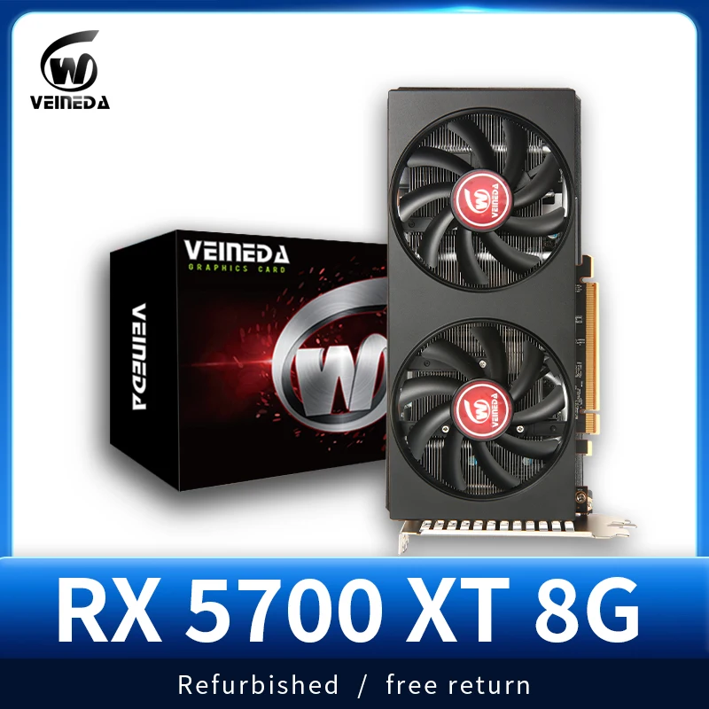 Видеокарта Veineda RX 5700XT 8 ГБ, GPU GDDR6 256Bit 8pin + 6pin 7nm DP * 3 HDMI * 1, видеокарта с поддержкой процессора настольного компьютера