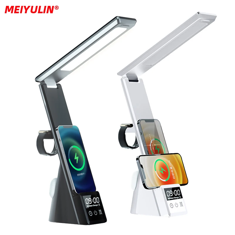 

15W Wireless Charger 5in1 Foldable Stand for IPhone 13 12 Samsung Desk Lamp USB C Fast Charging Station for Apple Watch AirPods