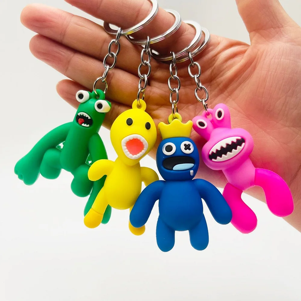 

Cute Rainbow Friends Pendant Keychain Holder Key Chain Car Keyring Mobile Phone Bag Hanging Jewelry Kids Christmas Gifts