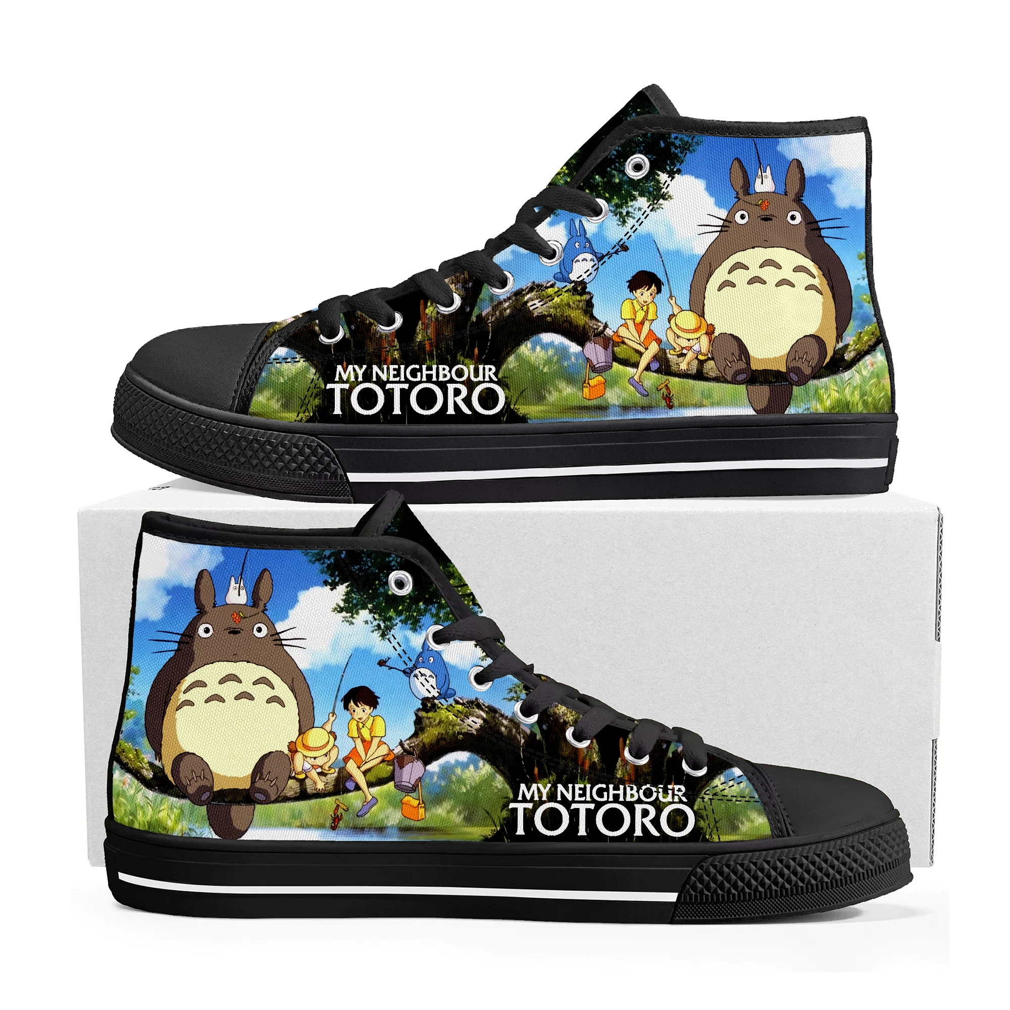 

My Neighbor Totoro High Top Sneakers Mens Womens Teenager High Quality Canvas Sneaker Anime Cartoon Casual Custom Made Shoes