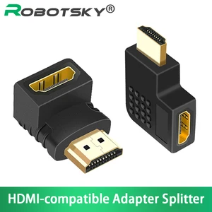Адаптер HDMI-совместимый со штекером на гнездо 90, 270 градусов, правый и левый конвертер, удлинитель для PS4, адаптер для монитора