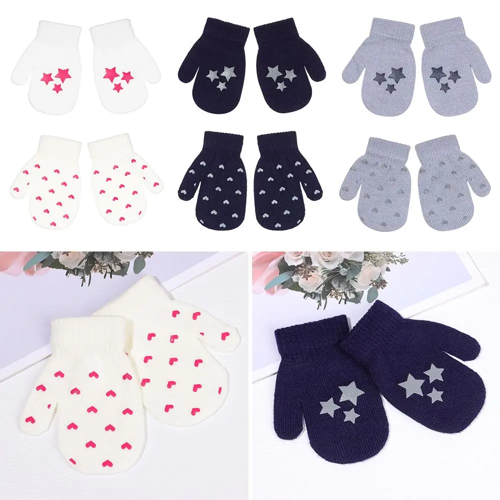 

Baby Boys Girls Non-slip Soft Outdoor Sports Knitted Mittens Thick Warm Cute Cartoon Kids Gloves