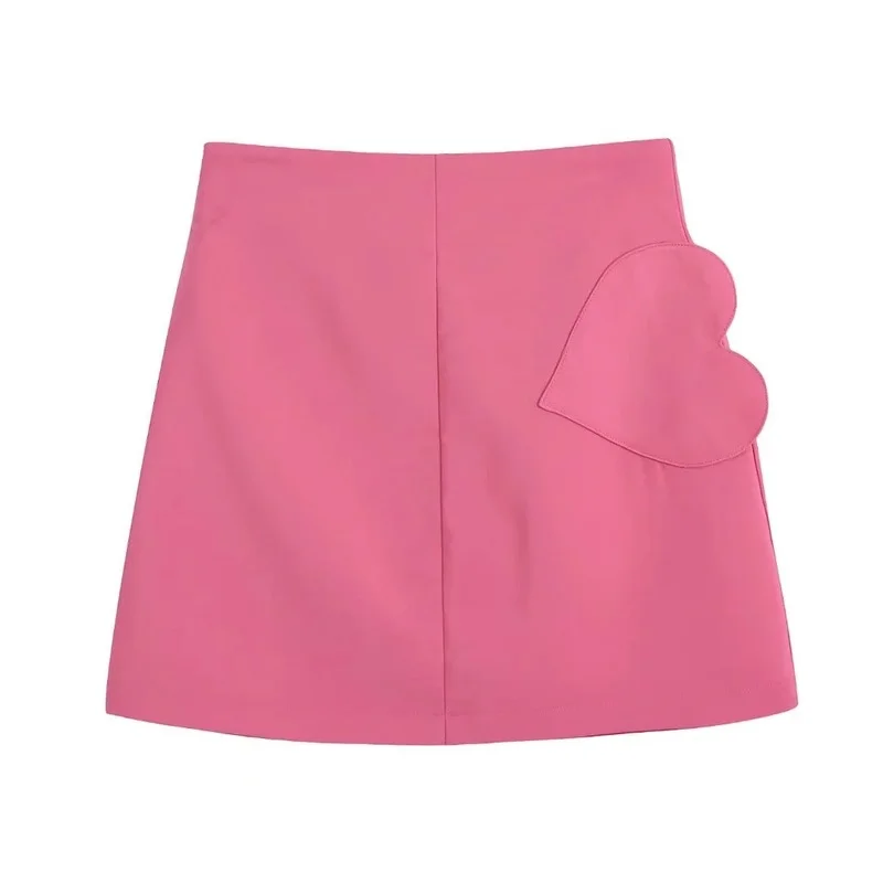 

2022 New Products European and American Style Heart-shaped Silk Satin Texture Skirt High Waist Bag Hip Skirt Short Skirt Women