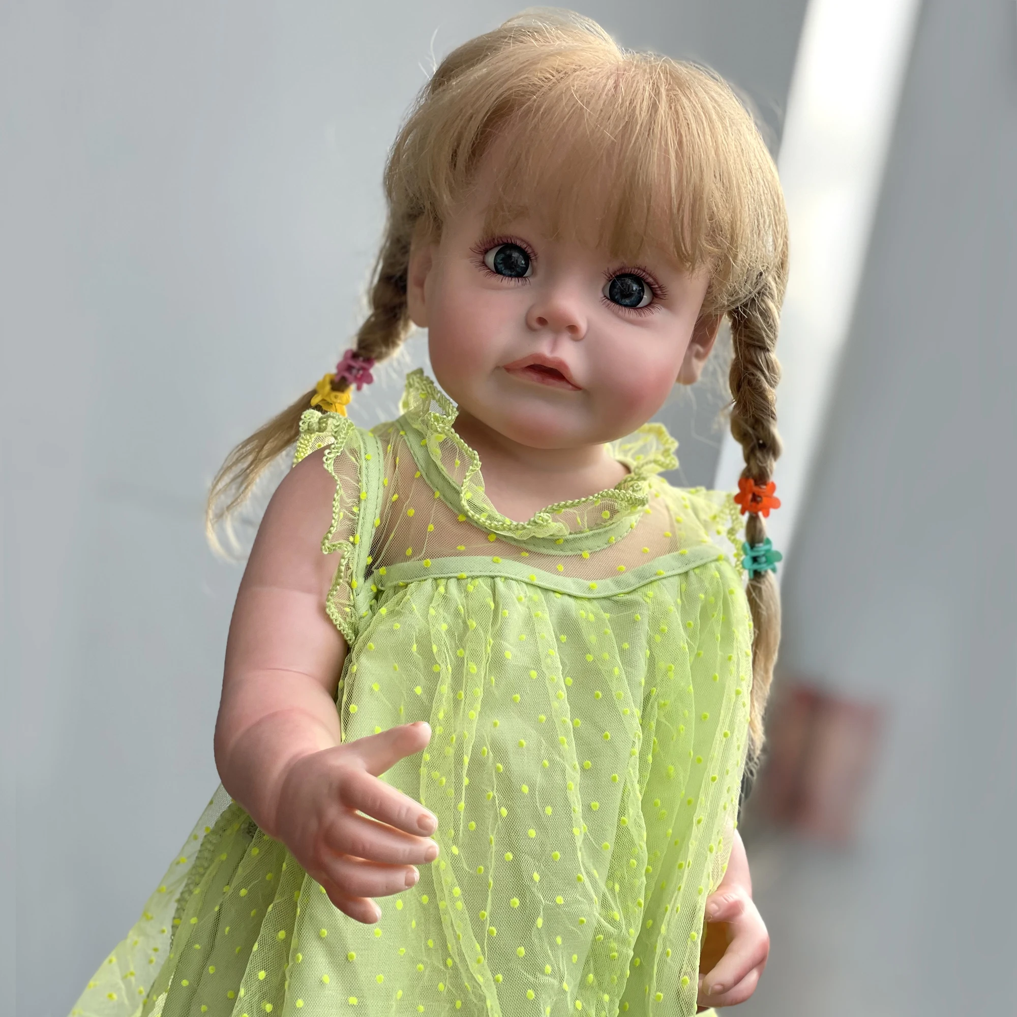 

22Inch Full Body Soft Vinyl Sue Sue Bebe Reborn Finished Handmade Lifelike Reborn Toddler Doll muñeco reborn terminado