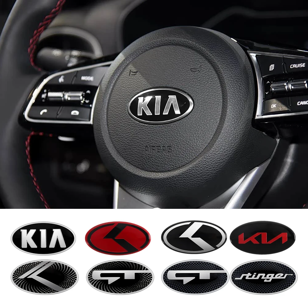 Фото Наклейка-эмблема на руль автомобиля 6,1x3,2 см для Kia K2 K3 K5 K7 Picanto Stinger Forte Sorento Sportage Rio Soul Ceed №1