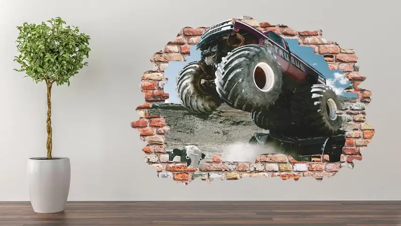 

Monster Truck Wall Decal Room or Game Room Art Decor Sticker Vinyl A-337